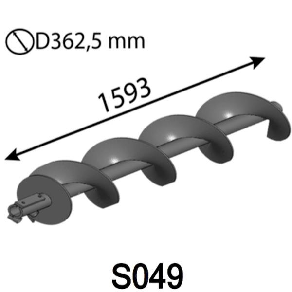 1593 mm Spiralwelle (rechts) D362,5 mm für Albach Silvator