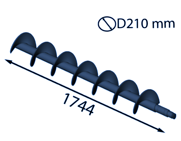 1744x210 mm Großer Spiralschaft (linksgängig) für Eschlböck ®